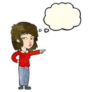 cartoon woman pointing with thought bubble N68