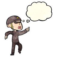 cartoon man in bike helmet pointing with thought bubble N3