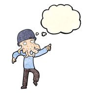 cartoon alien man dancing with thought bubble N3