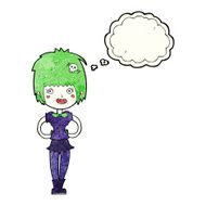 cartoon happy vampire girl with thought bubble N14