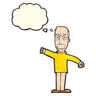 cartoon angry old man with thought bubble N46