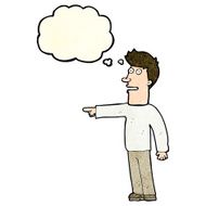 cartoon man pointing with thought bubble N60