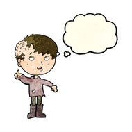 cartoon boy with growth on head thought bubble N11