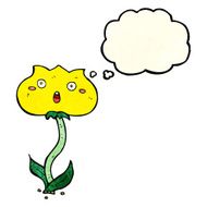 cartoon shocked flower with thought bubble N4