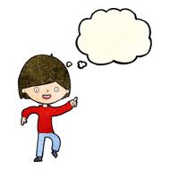 cartoon man pointing with thought bubble N61