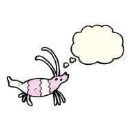 cartoon shrimp with thought bubble N10