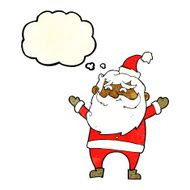 cartoon happy santa claus with thought bubble N10