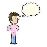 cartoon man ignoring with thought bubble N3