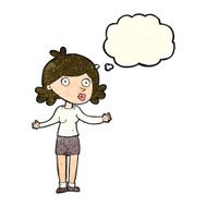 cartoon confused woman with thought bubble N28