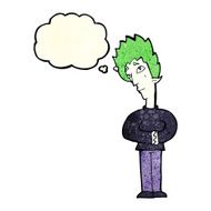 cartoon curious vampire with thought bubble N3