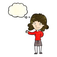 cartoon friendly woman with thought bubble N25