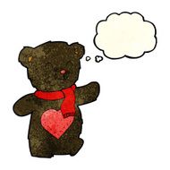 cartoon white teddy bear with love heart thought bubble N4