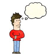 cartoon nervous man with thought bubble N44