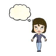 cartoon girl shrugging shoulders with thought bubble N12