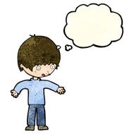 cartoon confused boy with thought bubble N3