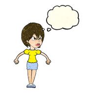 Cartoon Annoyed Woman With Thought Bubble N61