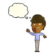cartoon unhappy boy with thought bubble N18