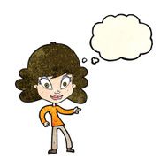 cartoon woman pointing with thought bubble N71