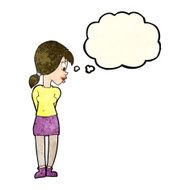 cartoon pretty girl with thought bubble N33