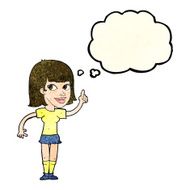 cartoon pretty girl with idea thought bubble N8