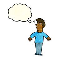 cartoon surprised man with thought bubble N38