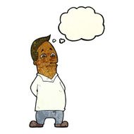cartoon friendly man with thought bubble N7