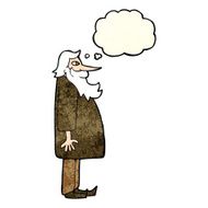 cartoon bearded old man with thought bubble N11