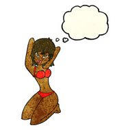 cartoon sexy woman posing with thought bubble N4