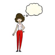 cartoon pretty woman with thought bubble N89