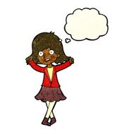 cartoon happy girl with thought bubble N30