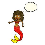 cartoon mermaid with thought bubble N20