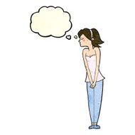 cartoon pretty woman with thought bubble N91