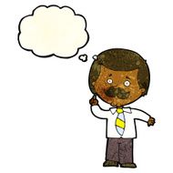 cartoon newsreader man with idea thought bubble N4