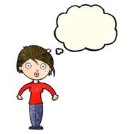 cartoon surprised woman with thought bubble N82