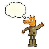cartoon fox man with thought bubble N20