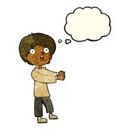 cartoon shocked boy with thought bubble N12