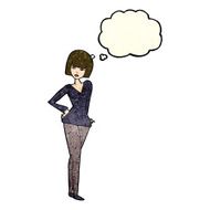 cartoon pretty woman with thought bubble N93