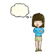 cartoon impatient woman with thought bubble N4