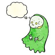 cartoon spooky ghoul with thought bubble N3