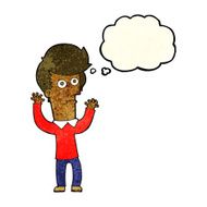 cartoon shocked man with thought bubble N35