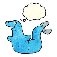 cartoon seal with thought bubble N6