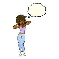cartoon pretty woman with thought bubble N94