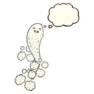 cartoon spooky ghost with thought bubble N14