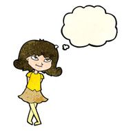 cartoon clever girl with thought bubble N3