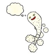 cartoon spooky ghost with thought bubble N15