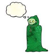cartoon spooky halloween costume with thought bubble N8