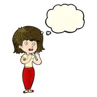 cartoon shocked woman with thought bubble N34