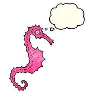 cartoon sea horse with thought bubble N7