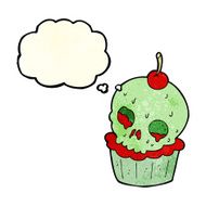 cartoon halloween cup cake with thought bubble N3