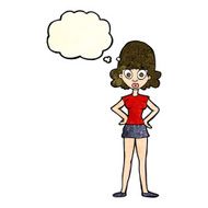 cartoon surprised woman with thought bubble N83